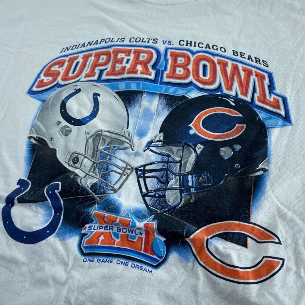 Vintage Reebok Super Bowl XLI Indianapolis Vs Chicago Bears White Size XL 5821 - Picture 6 of 8